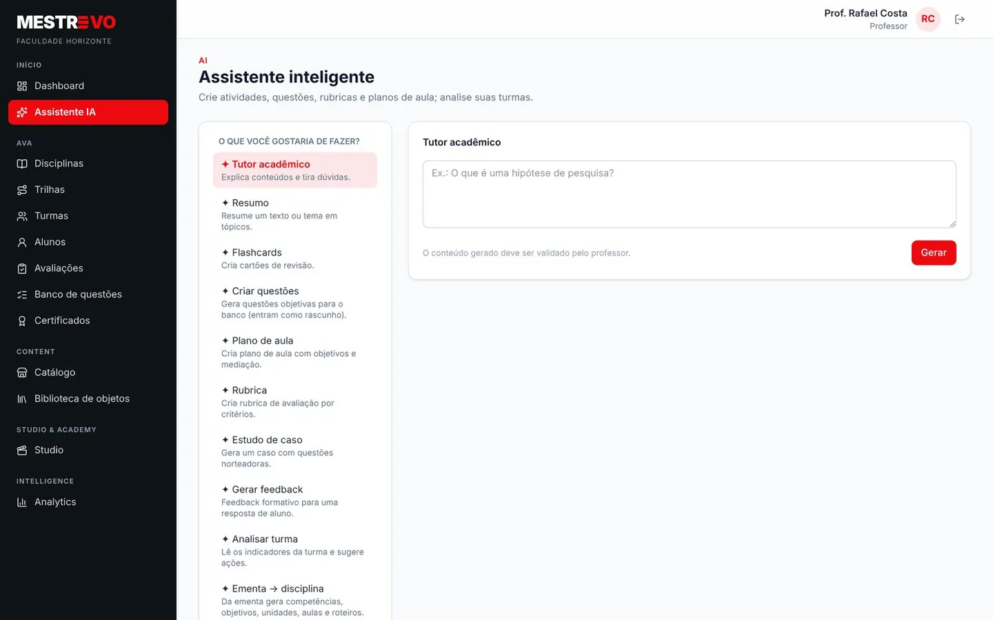 Assistente de IA do MESTREVO